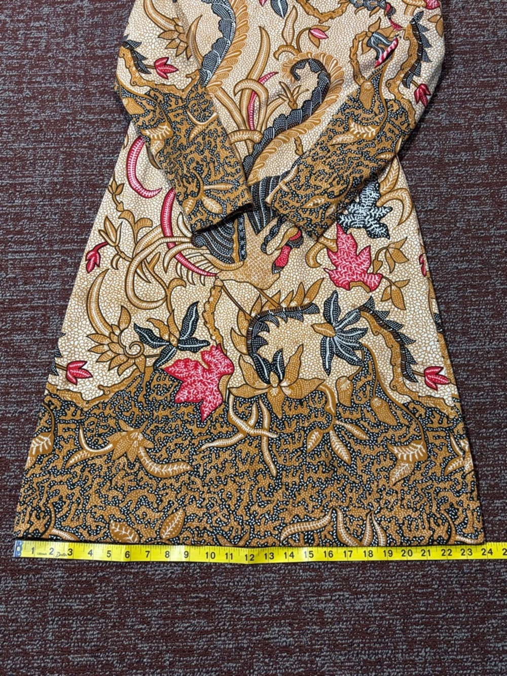 Goldworm vintage 1970’s printed knee length patterned long sleeve dress size 14 - Picture 9 of 16